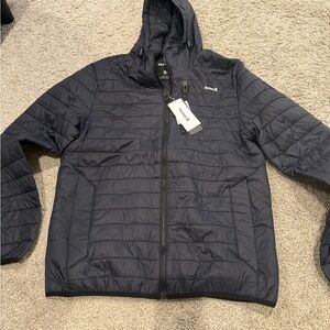 Hurley Men's Navy Puffer Jacket with Hood